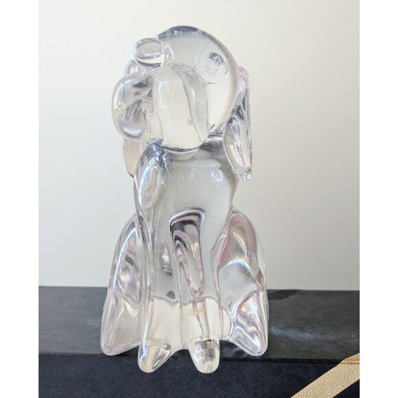 Murano Style Art Glass Beagle Snoopy Dog Paperweight Figurine Clear Solid Heavy - Picture 6 of 10